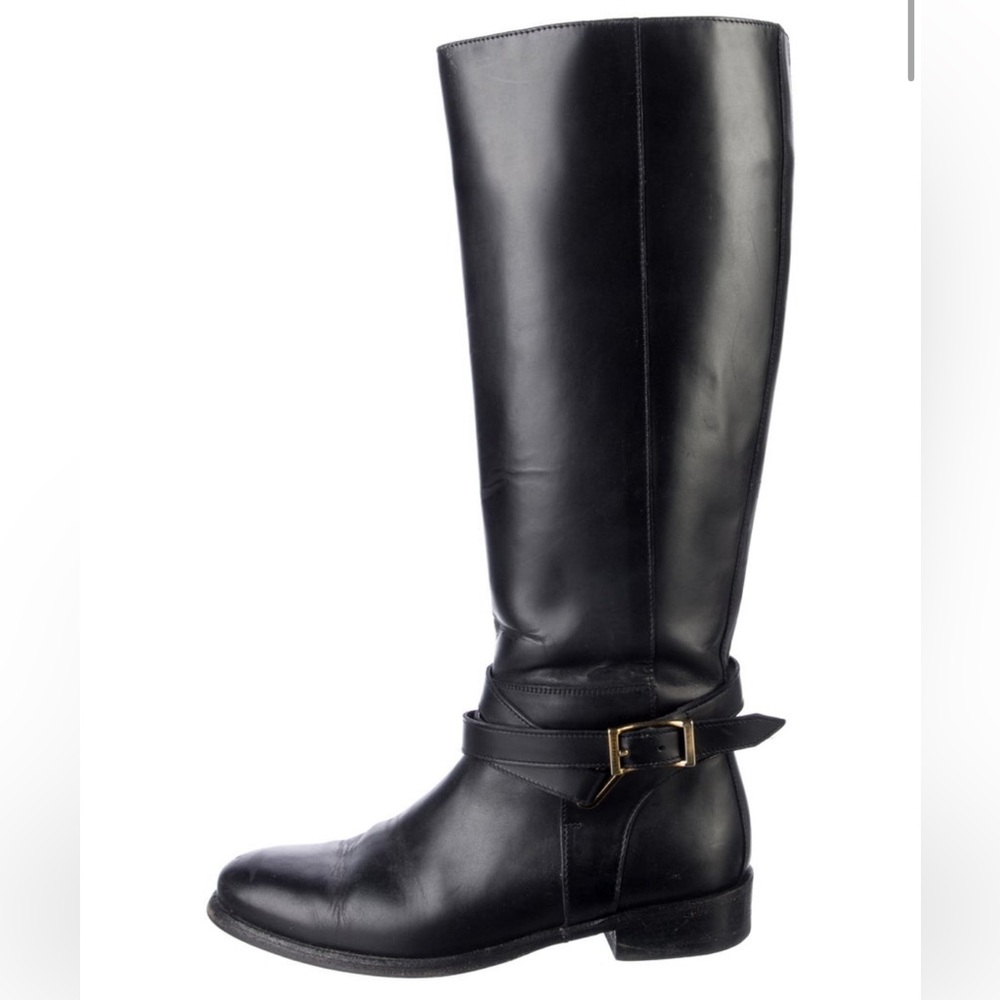 burberry leather mid calf riding boots